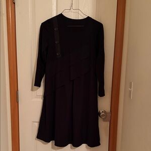 Elegant Black Dress with Button Detail